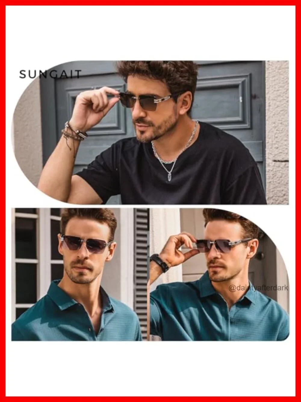 Rimless Rectangle Sunglasses Square Frameless Shades UV Protection